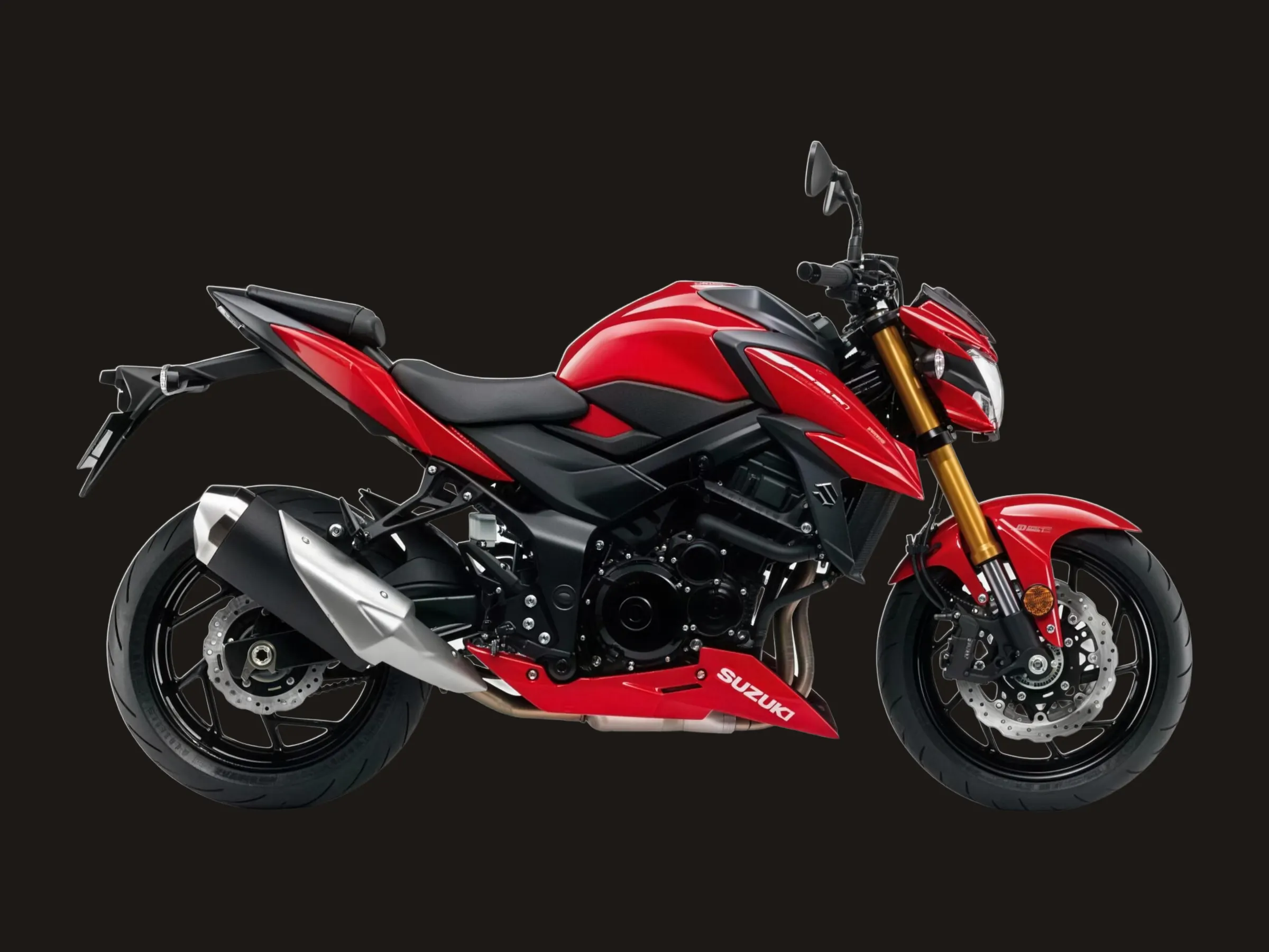 Suzuki GSX-S 750 oldalnézetből, piros fényezéssel
